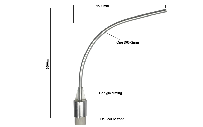 Cần đèn BTLT-NP chụp đầu cột bê tông
